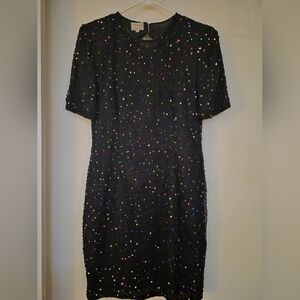 Elegant  Dressy Black Sequin Midi Dress